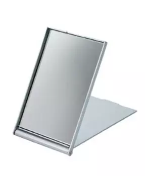 DEWAL PROFESSIONAL Зеркало косметическое, складное, пластик, серебристое 7,5х5 см