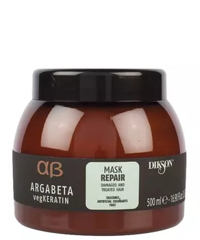 DIKSON Маска с гидролизированными протеинами риса и сои для ослабленных и химически обработанных волос / ARGABETA Mask REPAIR 500 мл