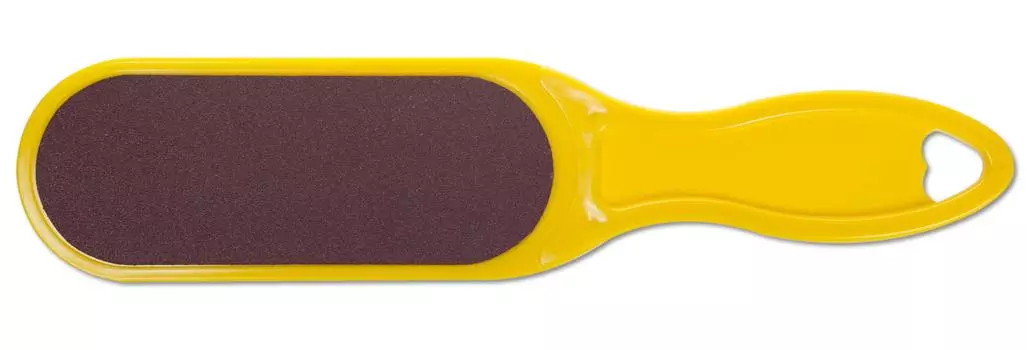 DOMIX Терка абразивная педикюрная двусторонняя с пластиковой ручкой, желтый