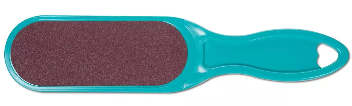 DOMIX Терка абразивная педикюрная двусторонняя с пластиковой ручкой, бирюзовый