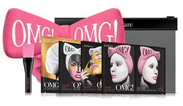 DOUBLE DARE OMG! Набор из 4 масок, кисти и ярко-розового банта / SPA