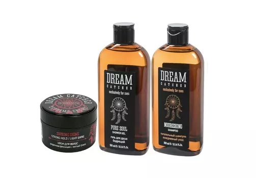 DREAM CATCHER Набор подарочный №2 для мужчин (питательный шампунь 300 мл, гель для душа 300 мл, крем для волос 100 г) DREAM CATCHER