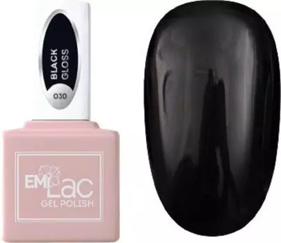 E.MI 030 гель-лак для ногтей, Черный глянец / E.MiLac 6 мл