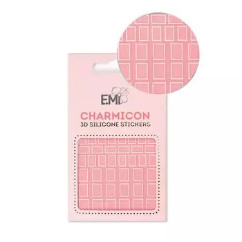 E.MI Декор для ногтей №114 Квадраты белые / Charmicon 3D Silicone Stickers