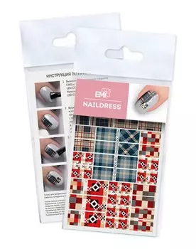 E.MI Декор для ногтей №62 Буффало и тартан / Naildress Slider Design