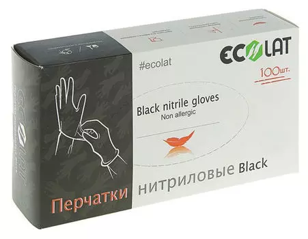 ECOLAT Перчатки нитриловые, черные, размер S / Black EcoLat 100 шт