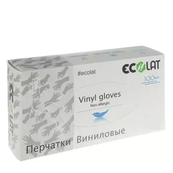ECOLAT Перчатки виниловые, прозрачные, размер S / EcoLat 100 шт