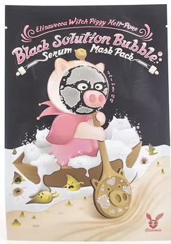 ELIZAVECCA Маска тканевая для лица / Witch Piggy Hell-Pore Black Solution Bubble Serum Mask Pack 5 шт