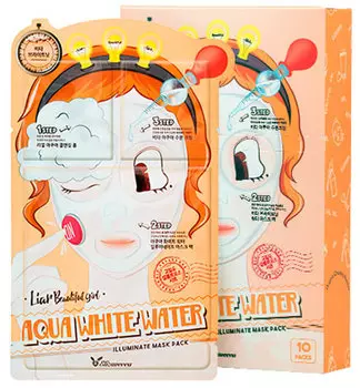 ELIZAVECCA Маска трехступенчатая увлажняющая для лица / 3-Step Aqua White Water Illuminate Mask Sheet 10 шт