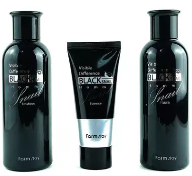 FARMSTAY Набор средств c муцином черной улитки для мужчин (тонер 200 мл, эмульсия 200 мл, сыворотка 40 мл)