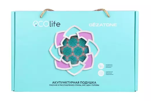 GEZATONE Коврик массажный акупунктурный, бирюзовый EcoLife 72 х 42 см