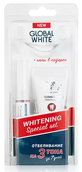 GLOBAL WHITE Набор отбеливающий с капами (карандаш, зубная паста, капы)