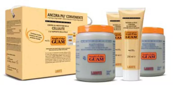 GUAM Маска антицеллюлитная 2 кг + гель-лифтинг укрепляющий 500 мл / FANGHI D`ALGA