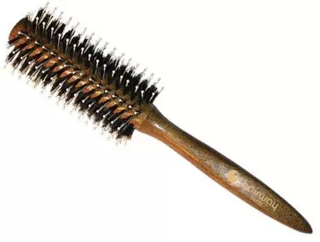 HAIRWAY Брашинг Glossy Wood деревянный, натуральная щетина, пластиковые штифты 22 мм (06927)