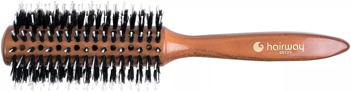 HAIRWAY Брашинг Glossy Wood деревянный, натуральная щетина, пластиковые штифты 28 мм (06928)