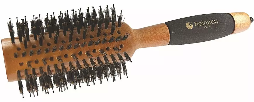 HAIRWAY Брашинг Profi деревянный, с отверстиями, натуральная щетина, черные штифты 38 мм