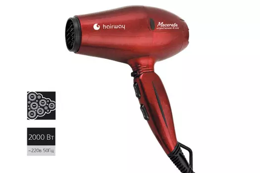 HAIRWAY Фен Macerata compact керамико-ионный, красный 1900-2000 W