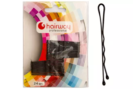HAIRWAY Невидимки Hairway 50мм черные волнистые 24шт/уп