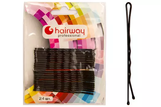 HAIRWAY Невидимки Hairway 70мм черные волнистые 24шт/уп