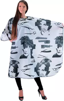 HAIRWAY Пеньюар MF Лица+инстр. черн/бел