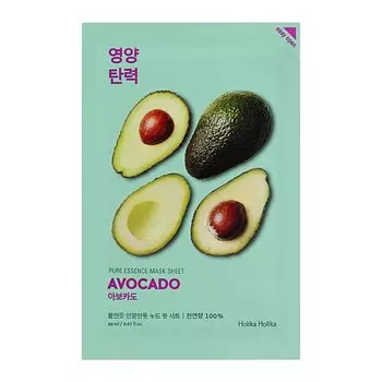 HOLIKA HOLIKA Маска тканевая смягчающая Пьюр Эссенс, авокадо / Pure Essence Mask Sheet Avocado 20 мл