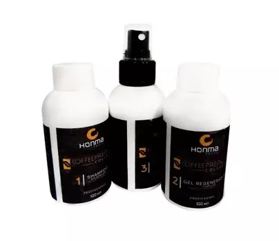 HONMA TOKYO Набор для выпрямления и восстановления волос (шампунь 100 мл, гель 100 мл, спрей 50 мл) / Collagen Coffee Premium