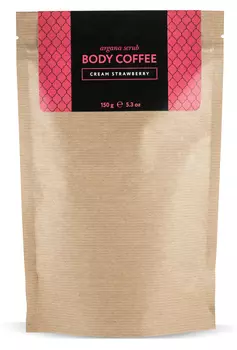 HUILARGAN Скраб аргановый кофейный для тела, клубника со сливками 150 г