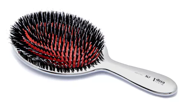 IBIZA HAIR Щетка овальная металлическая, глянцевая / Silver XL oval