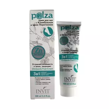 INVIT Крем для ног с климбазолом и цинк пиритионом / POLZA Climbazole Foot Cream 100 мл