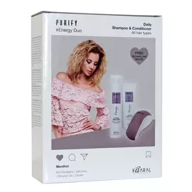 KAARAL Набор тонизирующий для волос (шампунь 300 мл, кондиционер 250 мл, щетка для волос) / Purify Energy