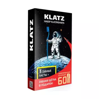 KLATZ Набор KLATZМОНАВТА (паста зубная Бережное отбеливание 75 мл, Активная защита 75 мл, Здоровье дёсен 75 мл, зубная щетка для взрослых, средняя)