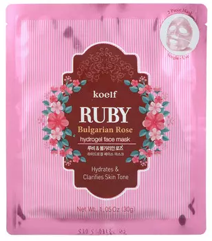 KOELF Маска гидрогелевая с рубиновой пудрой и болгарской розой для лица 30 г