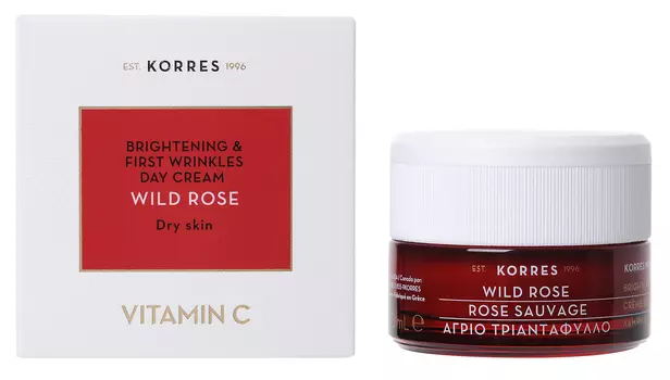 KORRES Крем увлажняющий дневной для ровного тона и коррекции первых морщин для сухой кожи, дикая роза 40 мл