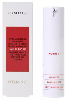 KORRES Крем увлажняющий дневной для ровного тона и коррекции первых морщин для жирной кожи, дикая роза 30 мл