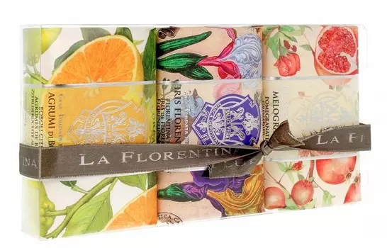 LA FLORENTINA Набор натурального мыла (цитрус, флорентийский ирис, гранат) Citrus, Florentina Iris, Pomegranate 3 х 200 г