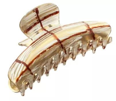 LA FRANCE Заколка-краб большой Лодочка, золотистый, белый, коричневый