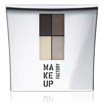 MAKE UP FACTORY Тени 4-х цветные для глаз, 04 дуб - коричневая охра - цинковые белила - серый / Eye Colors 4,8 г
