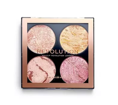 MAKEUP REVOLUTION Хайлайтер для лица в палетке 4 в 1, бронзовый-розовый / Cheek Kit Fresh Perspective 68 г