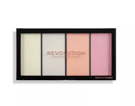 MAKEUP REVOLUTION Хайлайтер для лица в палетке, 4 холодных оттенка / Reloaded Lustre Lights Cool