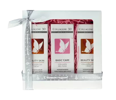 MEDICAL COLLAGENE 3D Набор Новогоднее очарование для лица (крем дневной 30 мл, крем ночной 30 мл, гель-маска 30 мл)