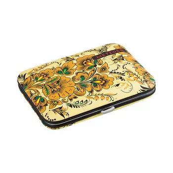 METZGER Набор маникюрный Бледно-желтый с коричневыми цветами MS-2957(4)-BIG, 7 предметов