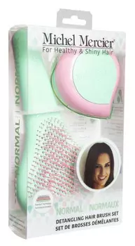 MICHEL MERCIER Набор щеток в пастельных тонах для нормальных волос (классическая и компактная) / Pastel Classic and Travel Detangling Brushes set for Normal hair