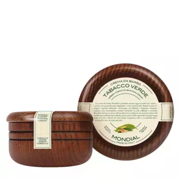MONDIAL Крем для бритья с ароматом зелёного табака, деревянная чаша / TABACCO VERDE Luxury 140 мл