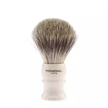 MONDIAL Помазок для бритья из каучуковой смолы цвета слоновой кости с барсучим ворсом / Mondial 1 шт