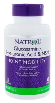 NATROL Добавка биологически активная к пище HYALURONIC ACID MSM &GLUCOSAMINE 90 капсул