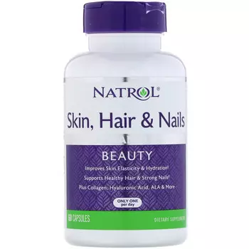 NATROL Добавка биологически активная к пище Кожа, волосы, ногти с лютеином / Skin Hair & Nails with Lutein 60 капсул