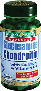 NATURE’S BOUNTY Глюкозамин-хондроитин плюс с кальцием и витамином Д, таблетки № 120