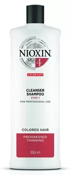 NIOXIN Шампунь очищающий для химически обработанных, заметно редеющих волос, Система 4, 1000 мл