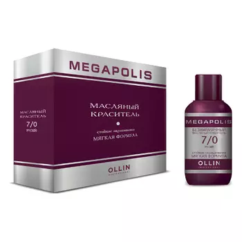 OLLIN PROFESSIONAL 7/0 краситель масляный безаммиачный для волос, русый / MEGAPOLIS 3*50 мл