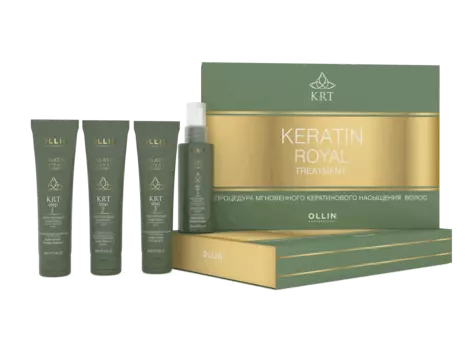 OLLIN PROFESSIONAL Набор (шампунь, бальзам, сыворотка, блеск) / Keratine Royal Treatment 4*100 мл